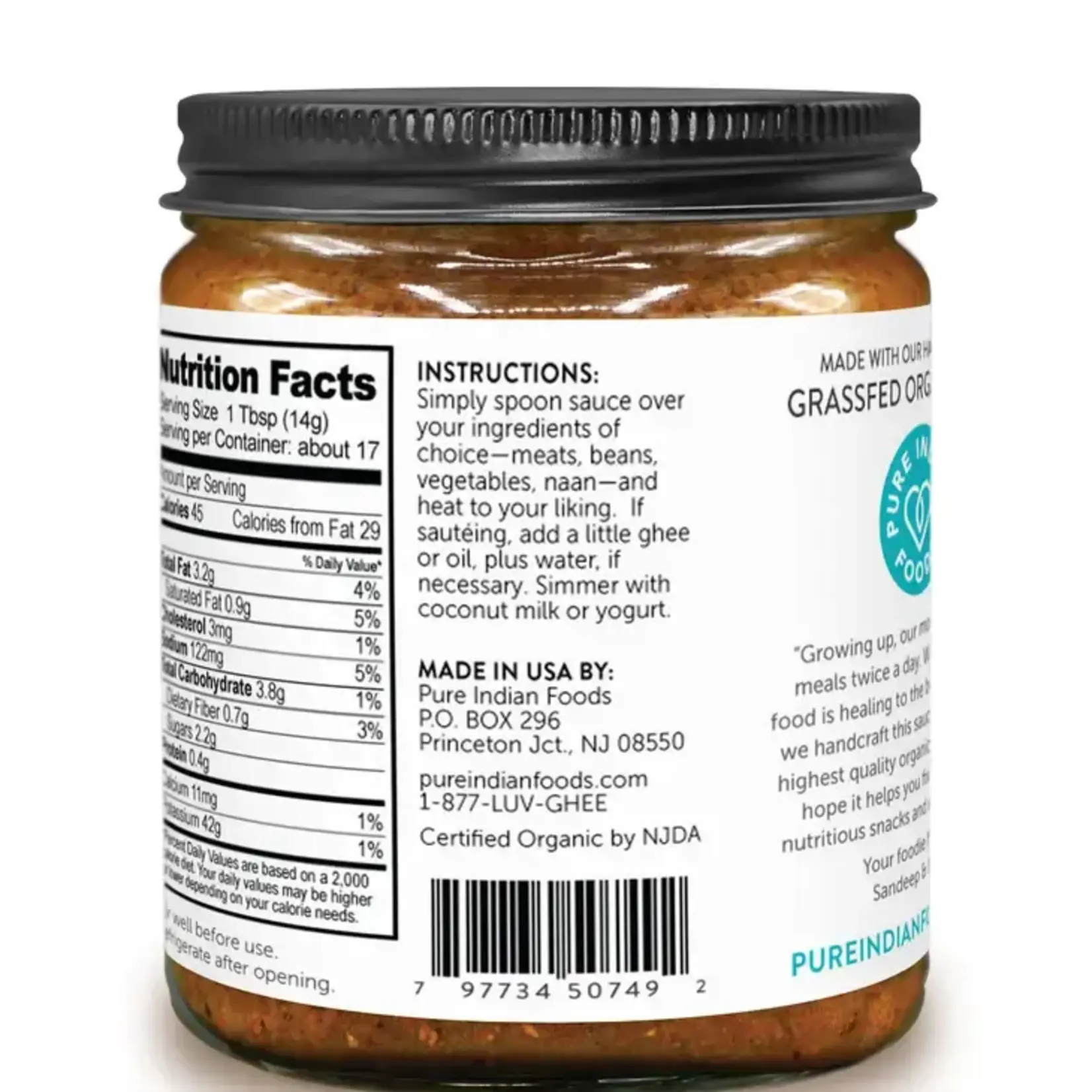 Pure Indian Foods Madras Curry Simmer Sauce, Organic