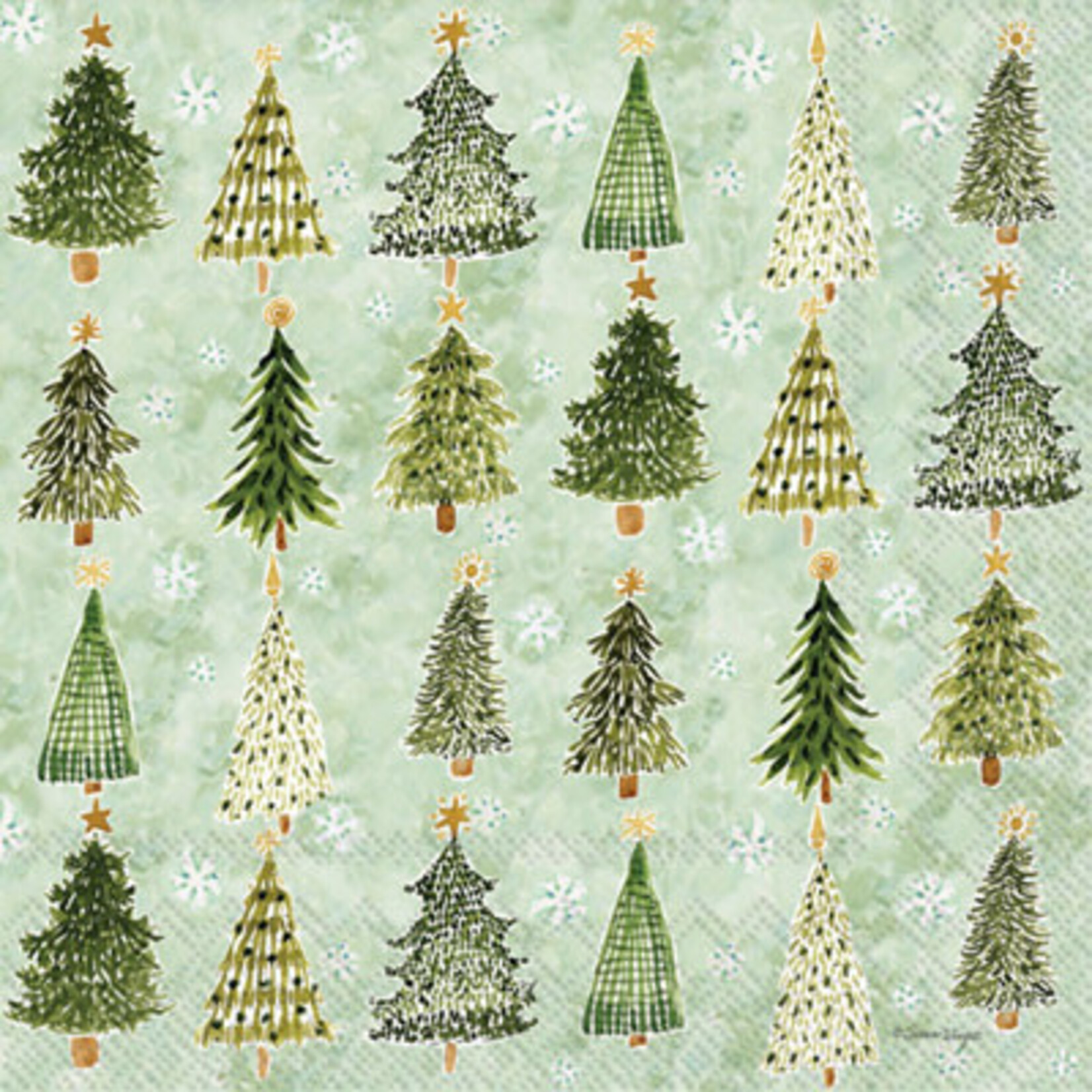 Boston International Luncheon Napkin, Christmas Tree Pattern