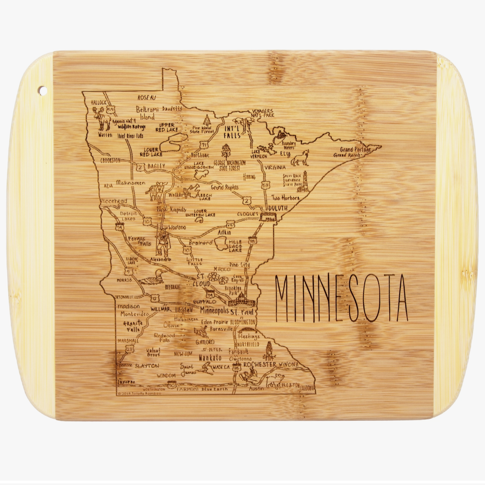 Totally Bamboo A Slice of Life Minnesota Cutting & Charcuterie Board