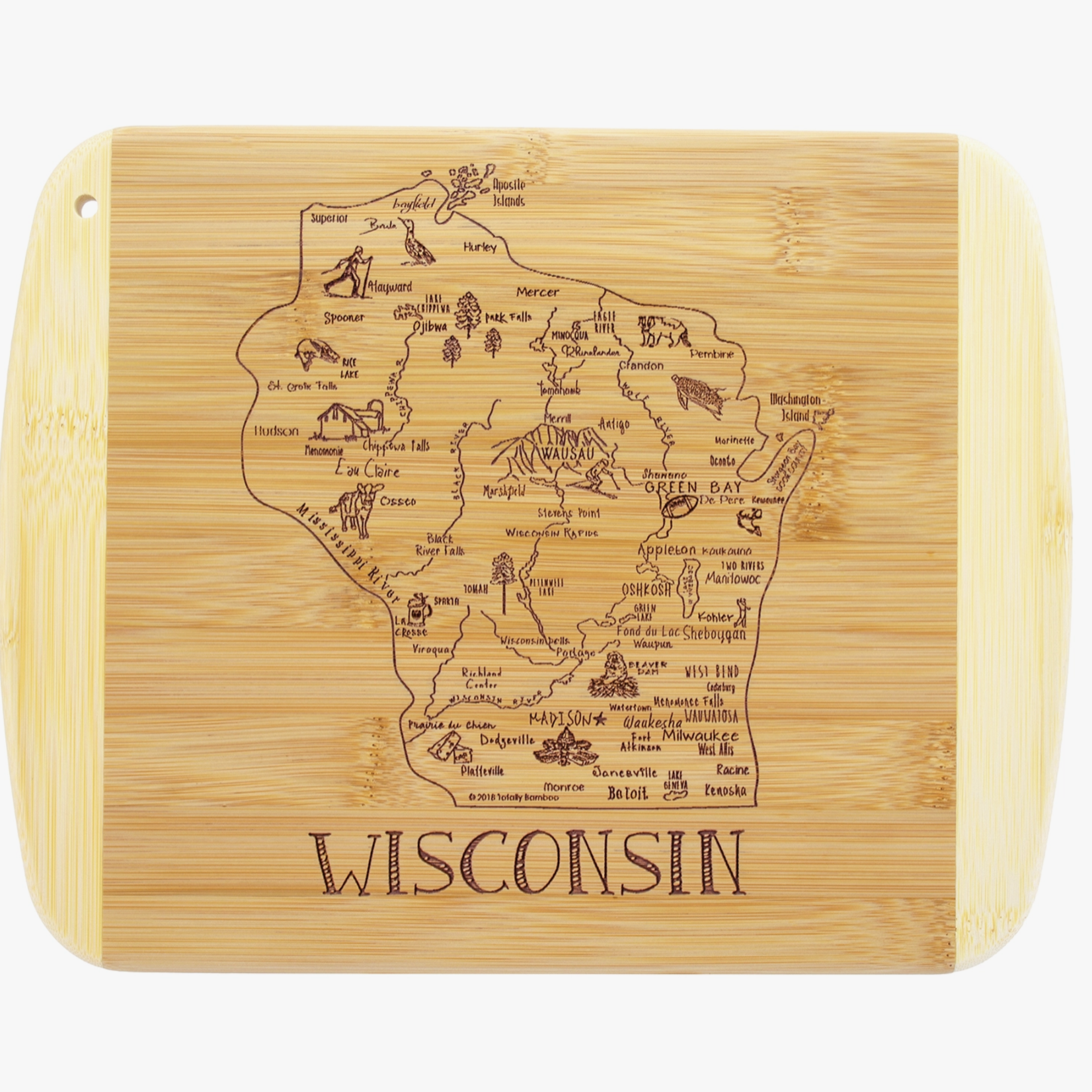 Totally Bamboo A Slice of Life Wisconsin Cutting & Charcuterie Board
