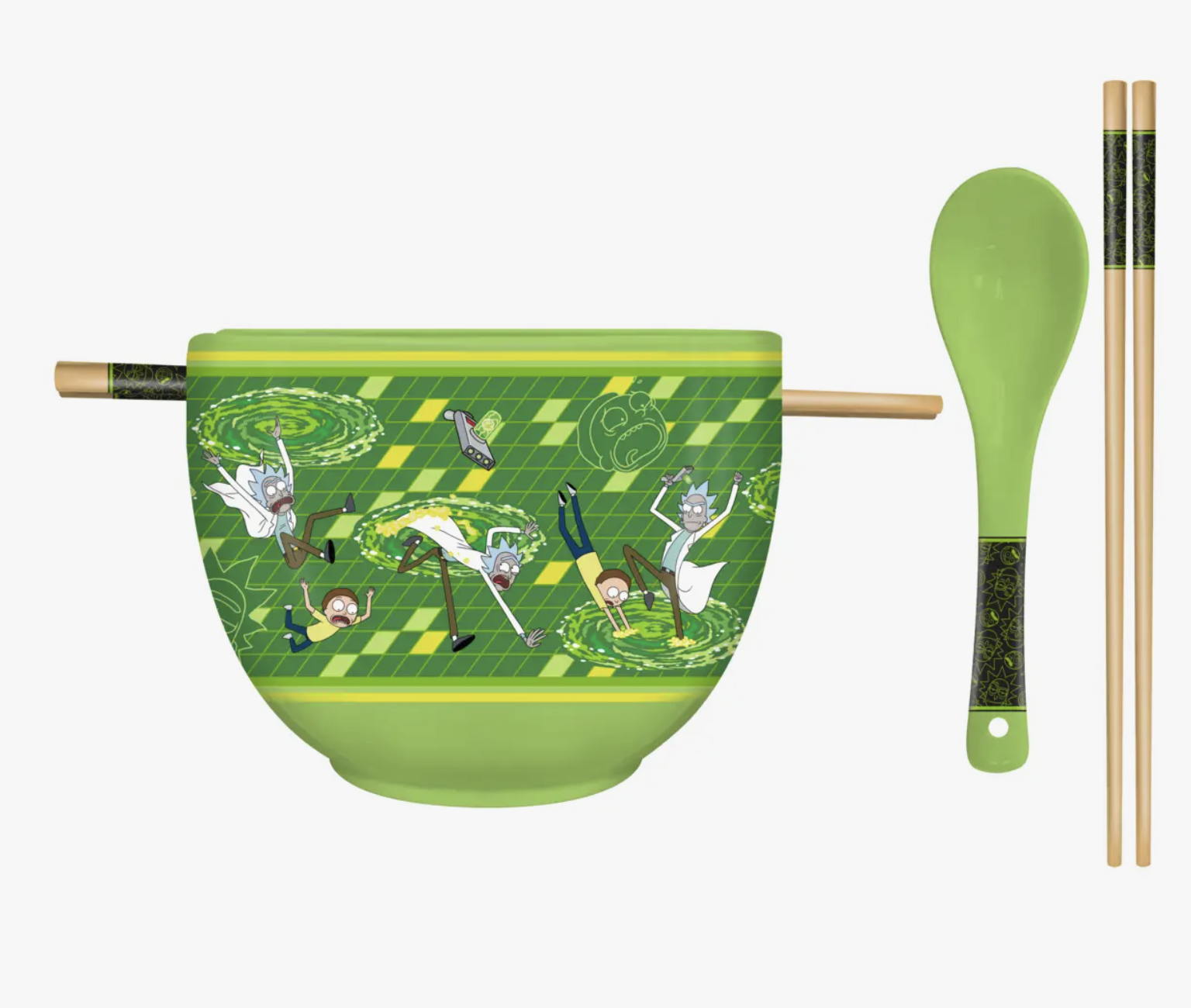 Silver Buffalo Ramen Bowl w/ Chopsticks and Spoon Rick & Morty Duluth Kitchen Co