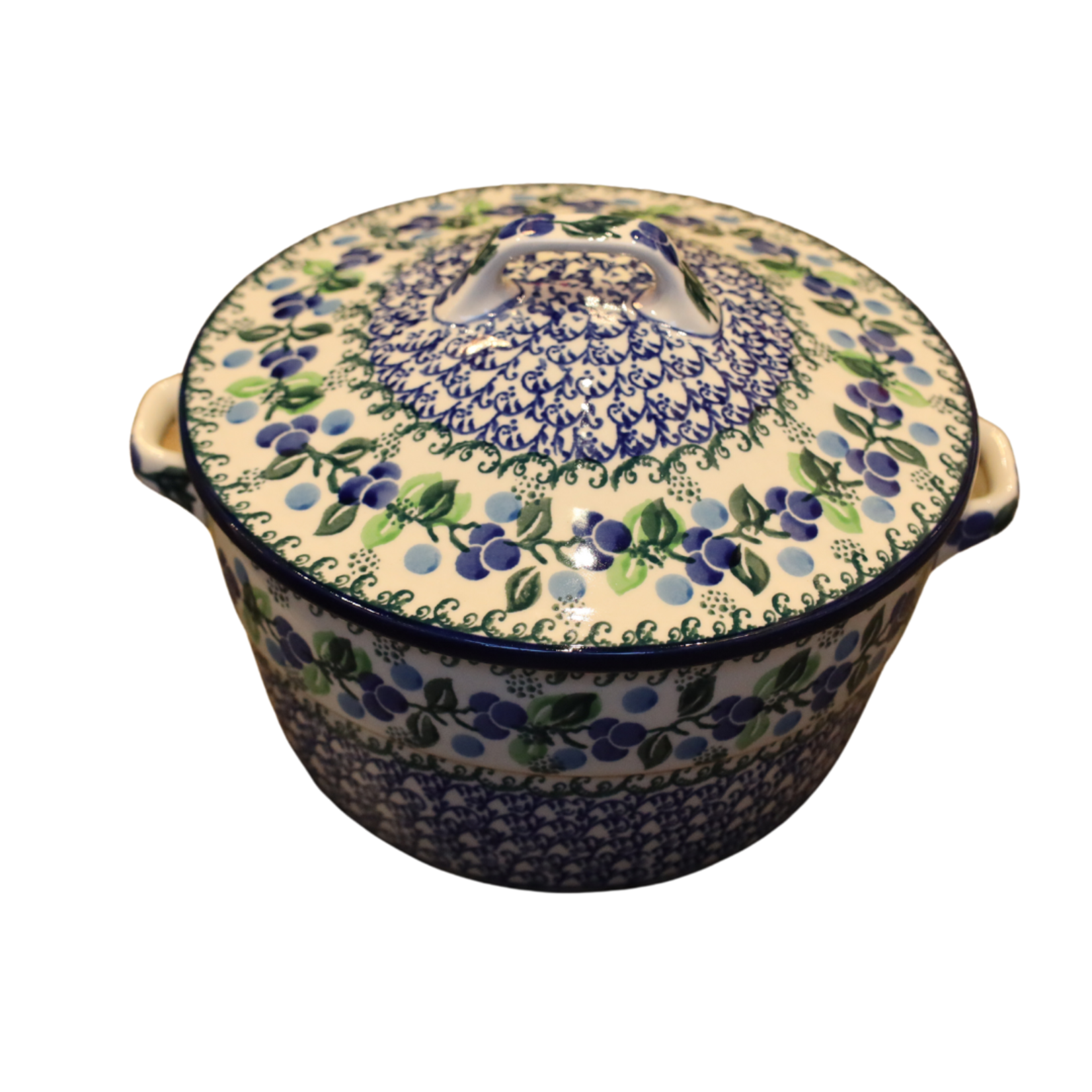 Polish Pottery Covered Casserole Dish, Berries | Polish Pottery