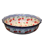 Polish Pottery Oval Scalloped Bowl, Cherries | Polish Pottery