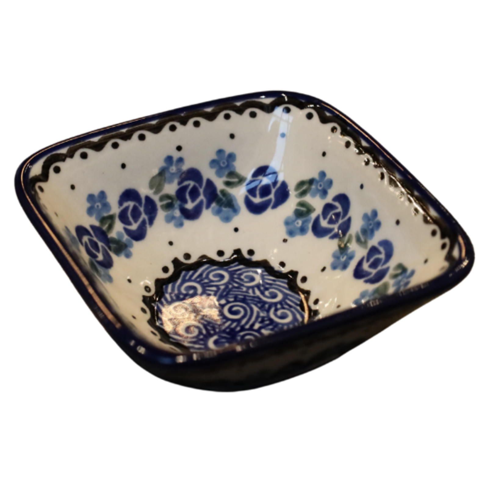 Polish Pottery Square Dish, Swirls | Polish Pottery