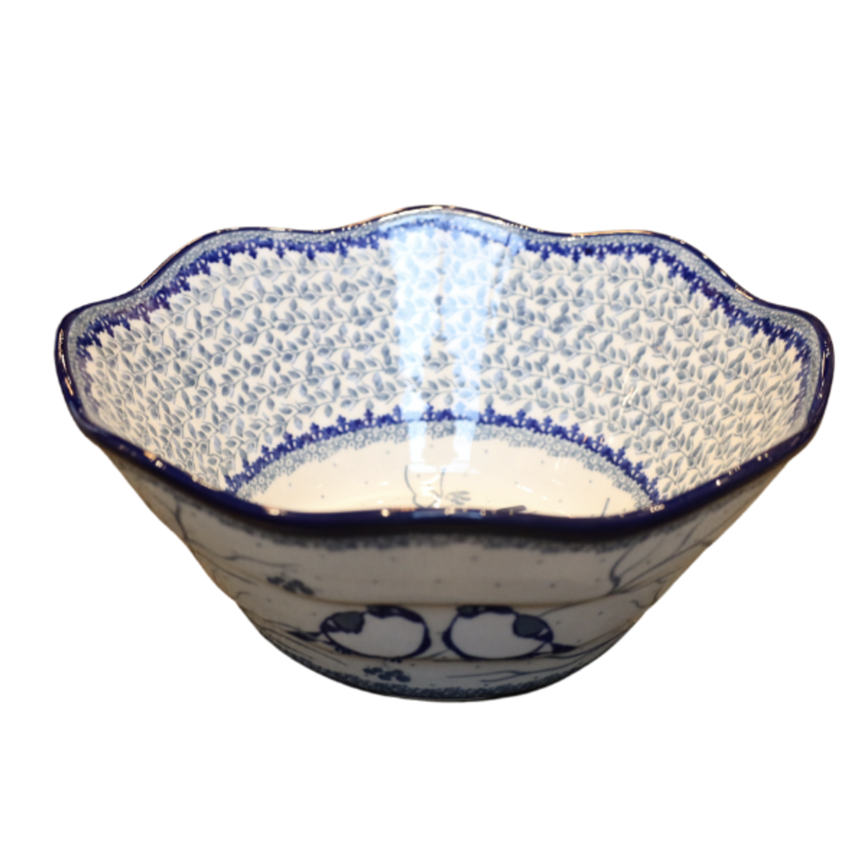 Polish Pottery Ruffled Edge Bowl UNIKAT, Bird | Polish Pottery