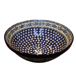 Polish Pottery Large Kitchen Bowl, Blue Flowers | Polish Pottery