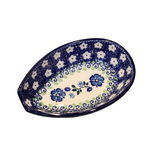 Polish Pottery Spoon Rest - Mirrored Flower | Polish Pottery