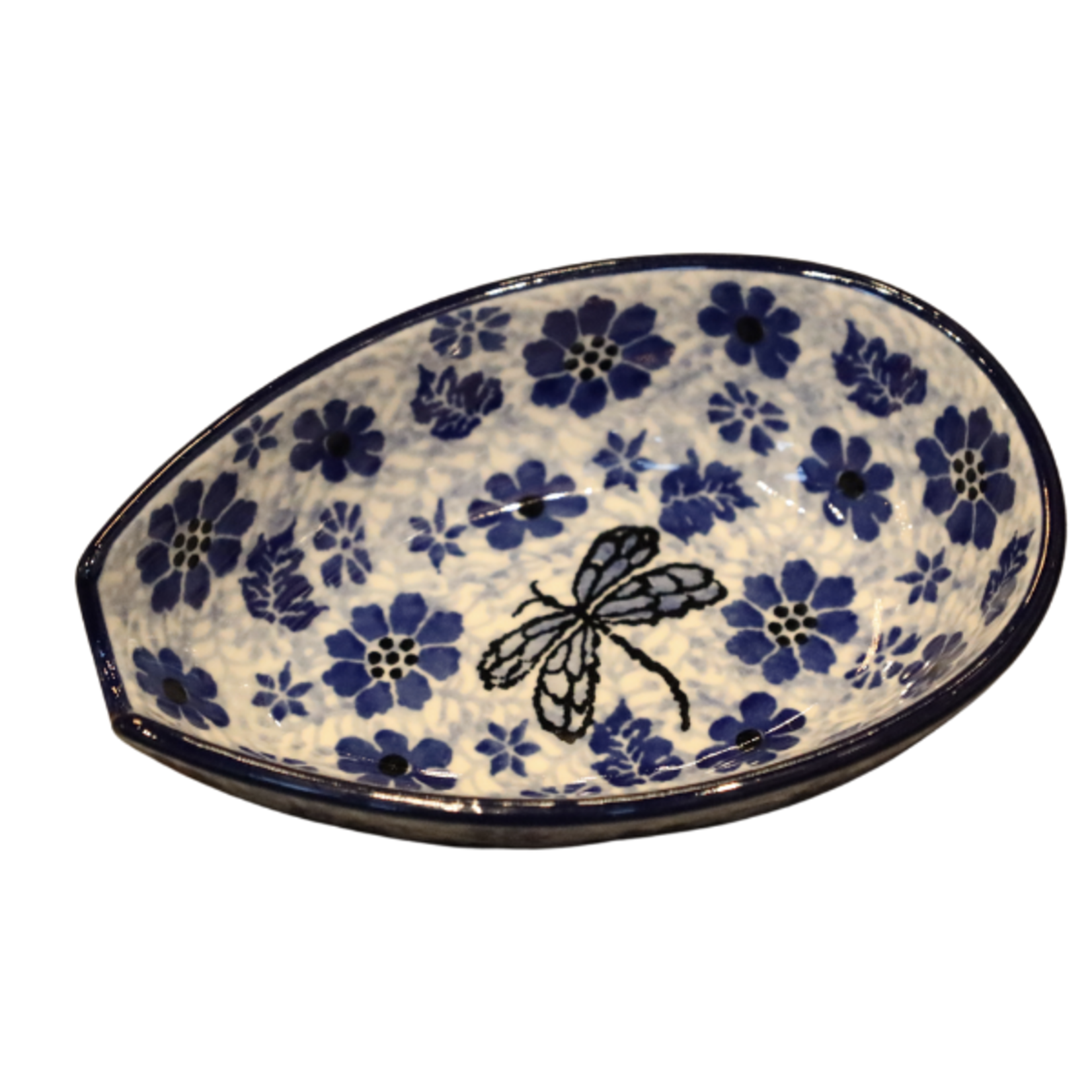 Polish Pottery Spoon Rest, Dragonfly | Polish Pottery