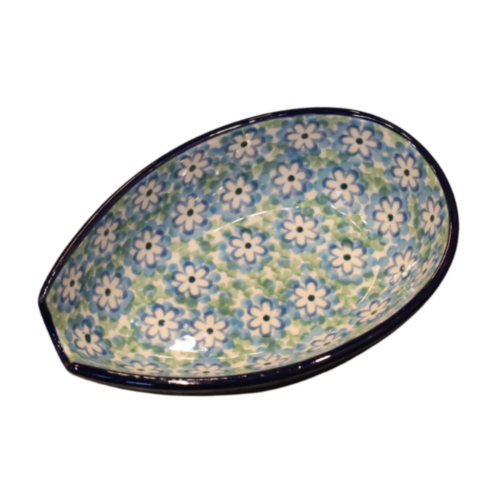Polish Pottery Spoon Rest - Short Green | Polish Pottery