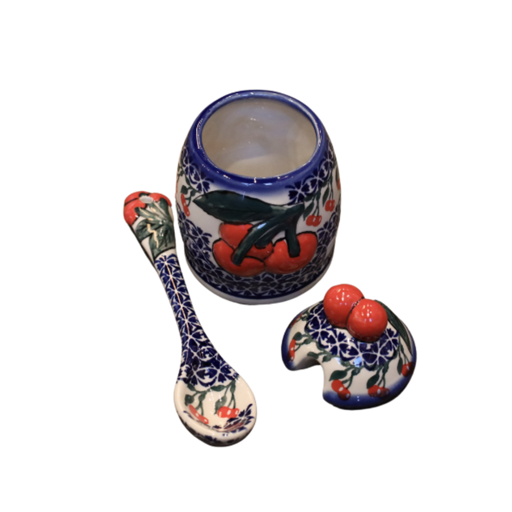 European Design Imports Inc. Polish Pottery Andy Jam Jar w/Spoon UNIKAT