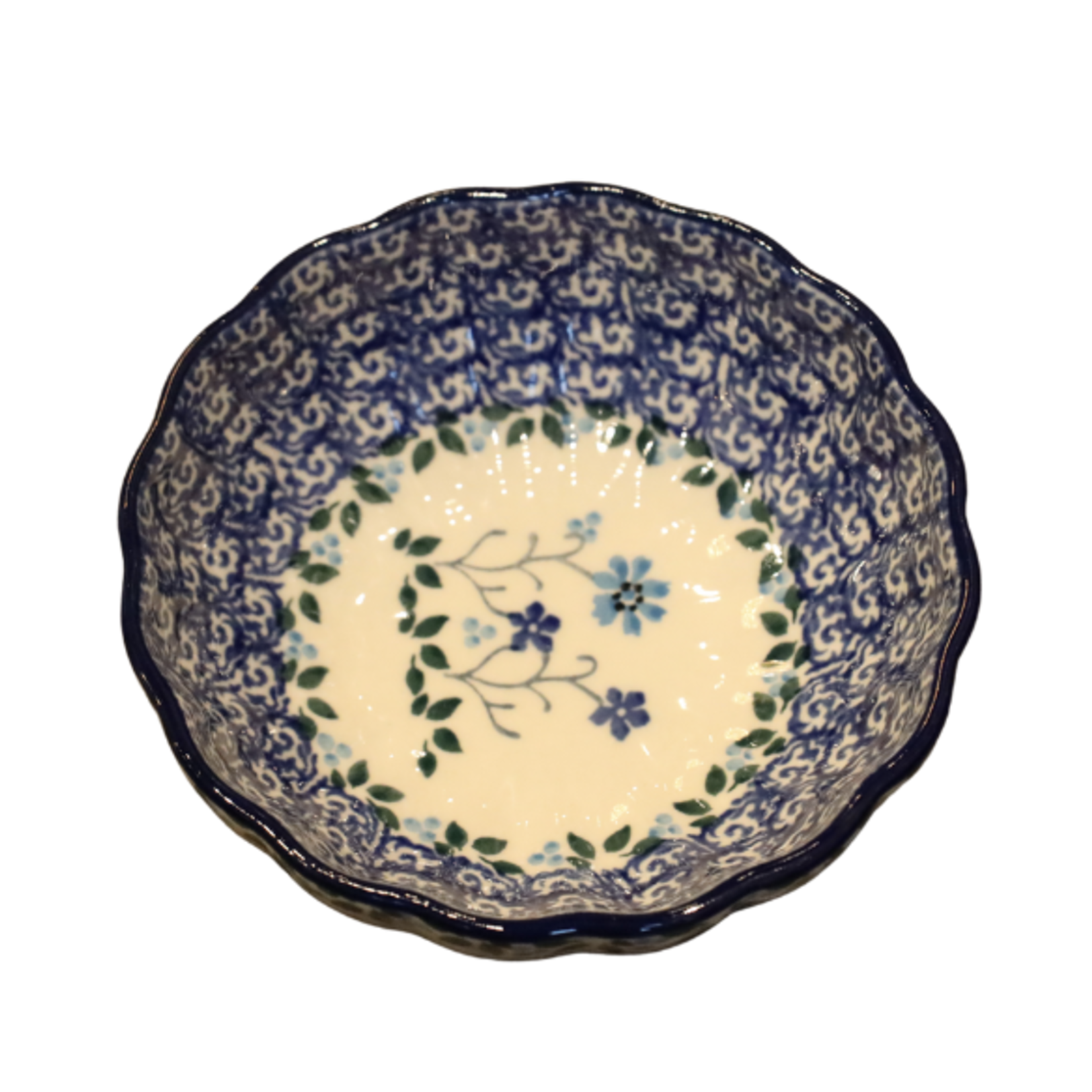 Polish Pottery Scalloped Bowl, 4.5", Love Me Not | Polish Pottery