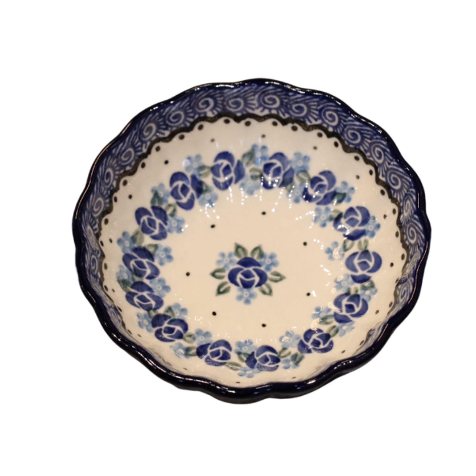 Polish Pottery Scalloped Bowl, 4.5" Love Me | Polish Pottery