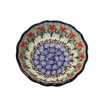 European Design Imports Inc. Polish Pottery Scalloped Bowl, 4.5" Red Flowers