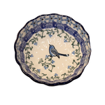 European Design Imports Inc. Polish Pottery Scalloped Bowl, 4.5" Blue Bird