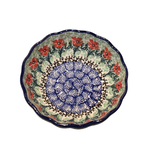 Polish Pottery Scalloped Bowl, 4.5" Red/Blue | Polish Pottery