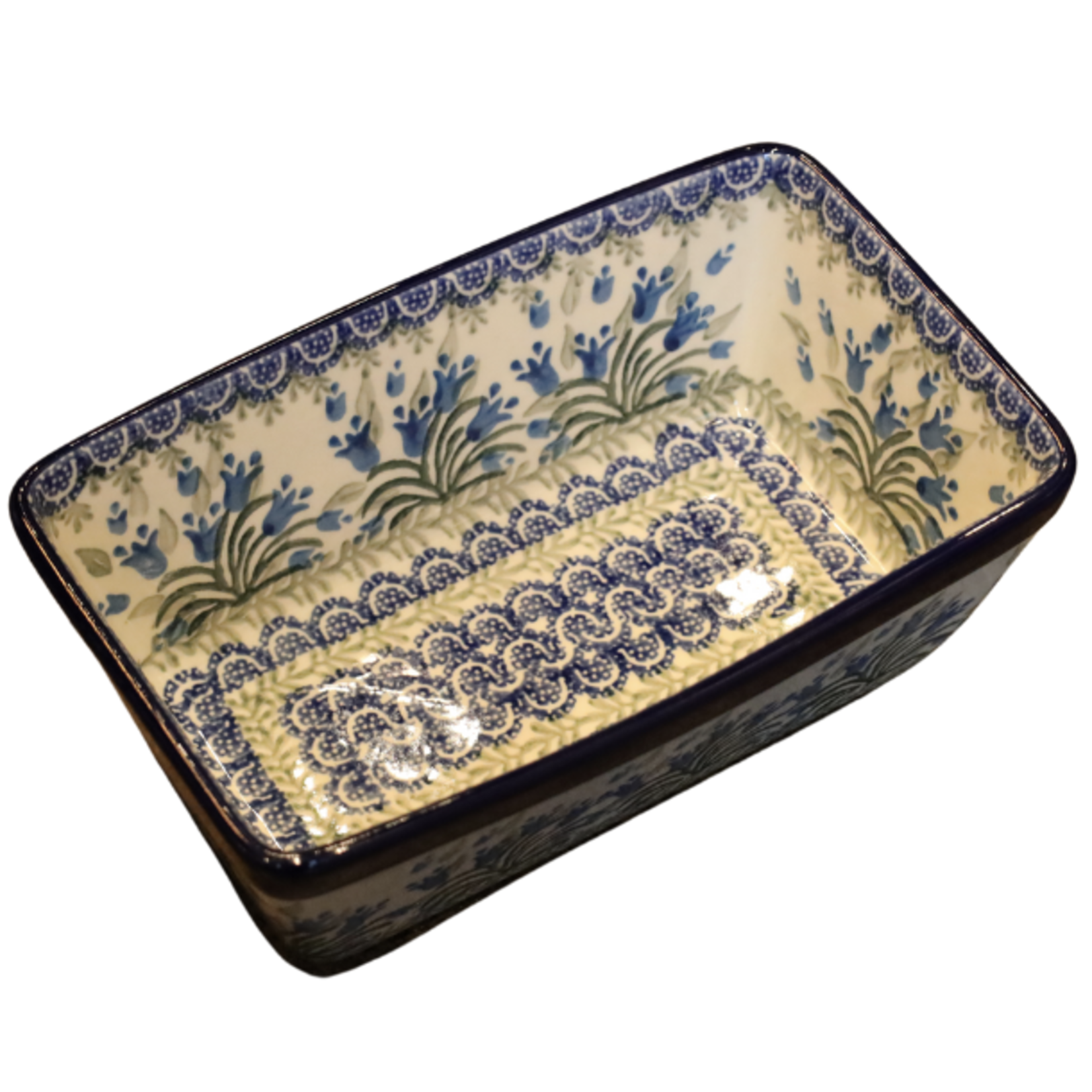 Polish Pottery Loaf Baker, Blue Tulip | Polish Pottery