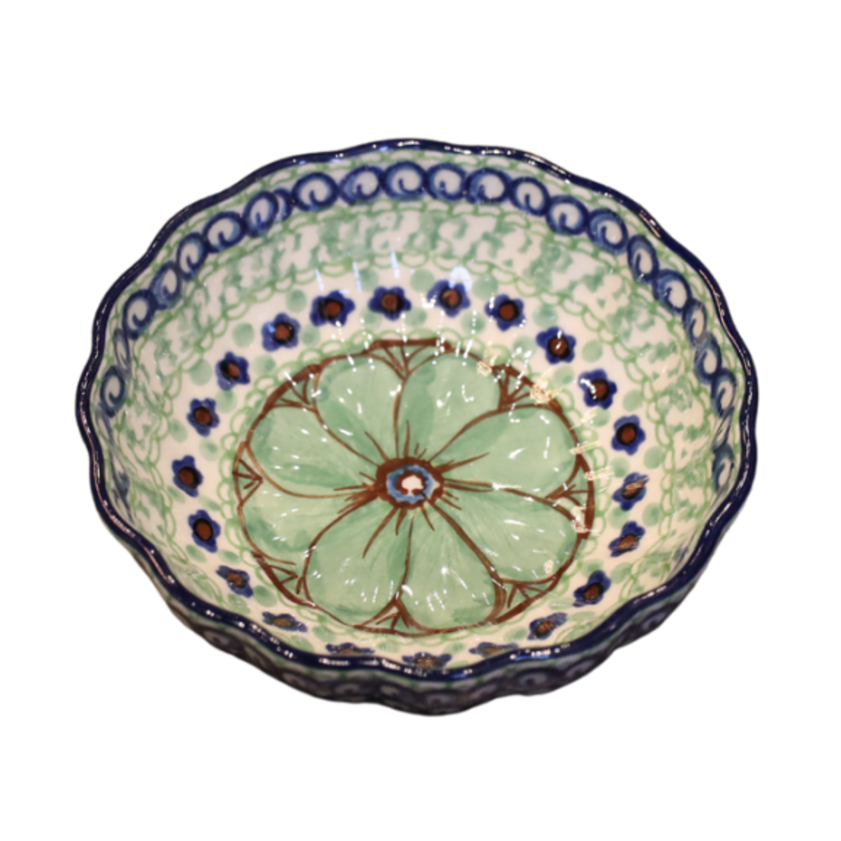 Polish Pottery Scalloped Bowl, 4.5" - UNIKAT Frog Domain | Polish Pottery