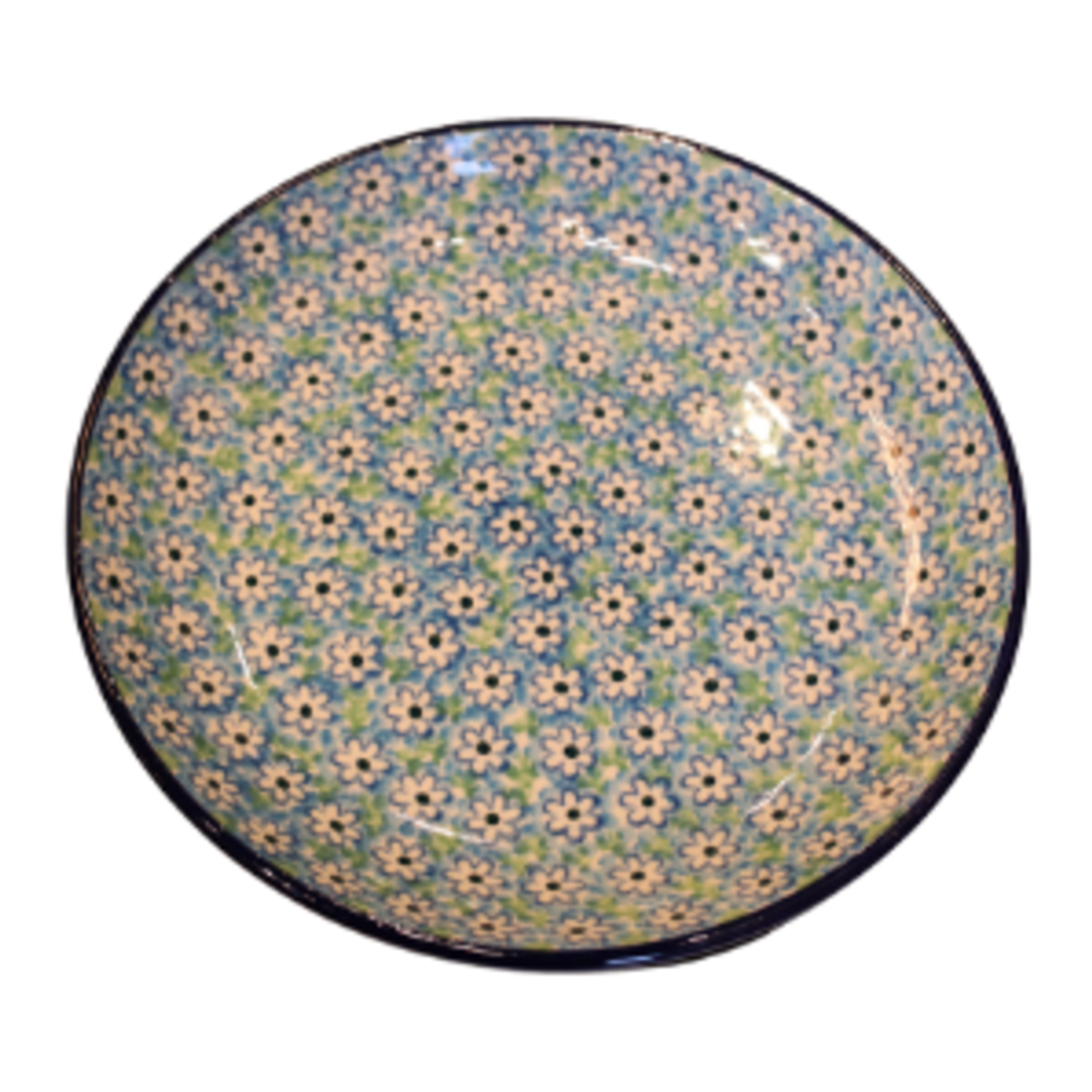Polish Pottery Dessert Plate, Small White Flowers | Polish Pottery