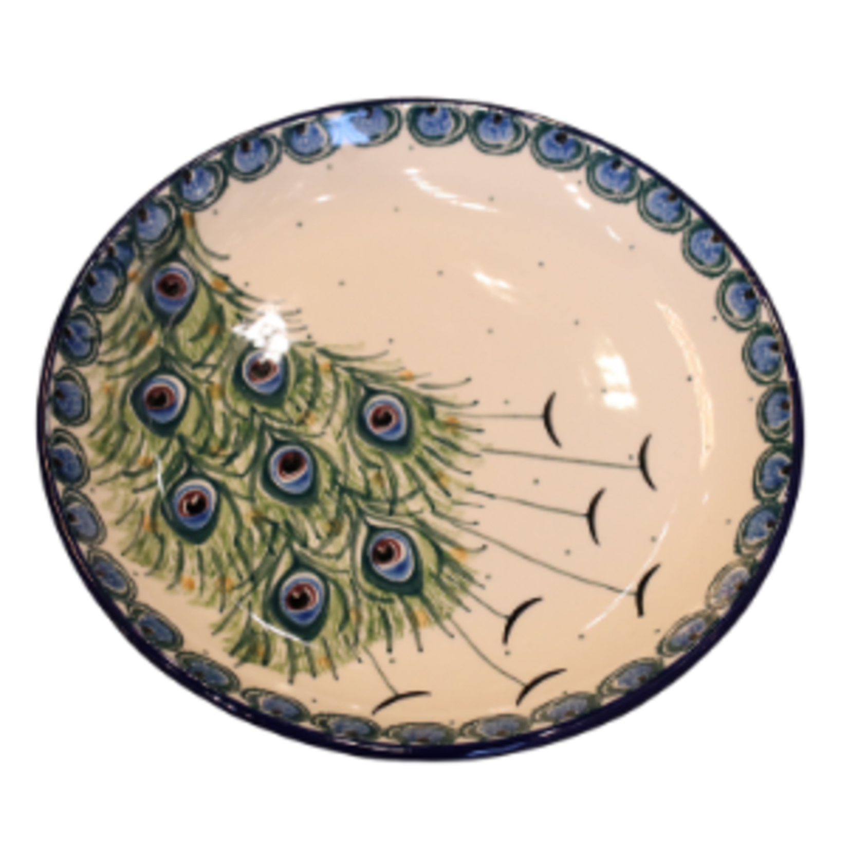 European Design Imports Inc. Polish Pottery Dessert Plate, Peacock