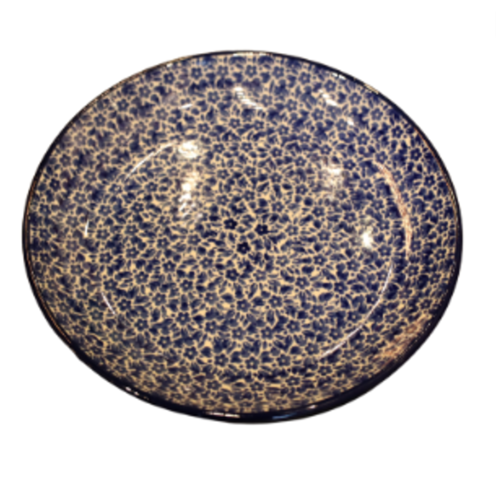 Polish Pottery Dessert Plate, Small Blue Flowers | Polish Pottery
