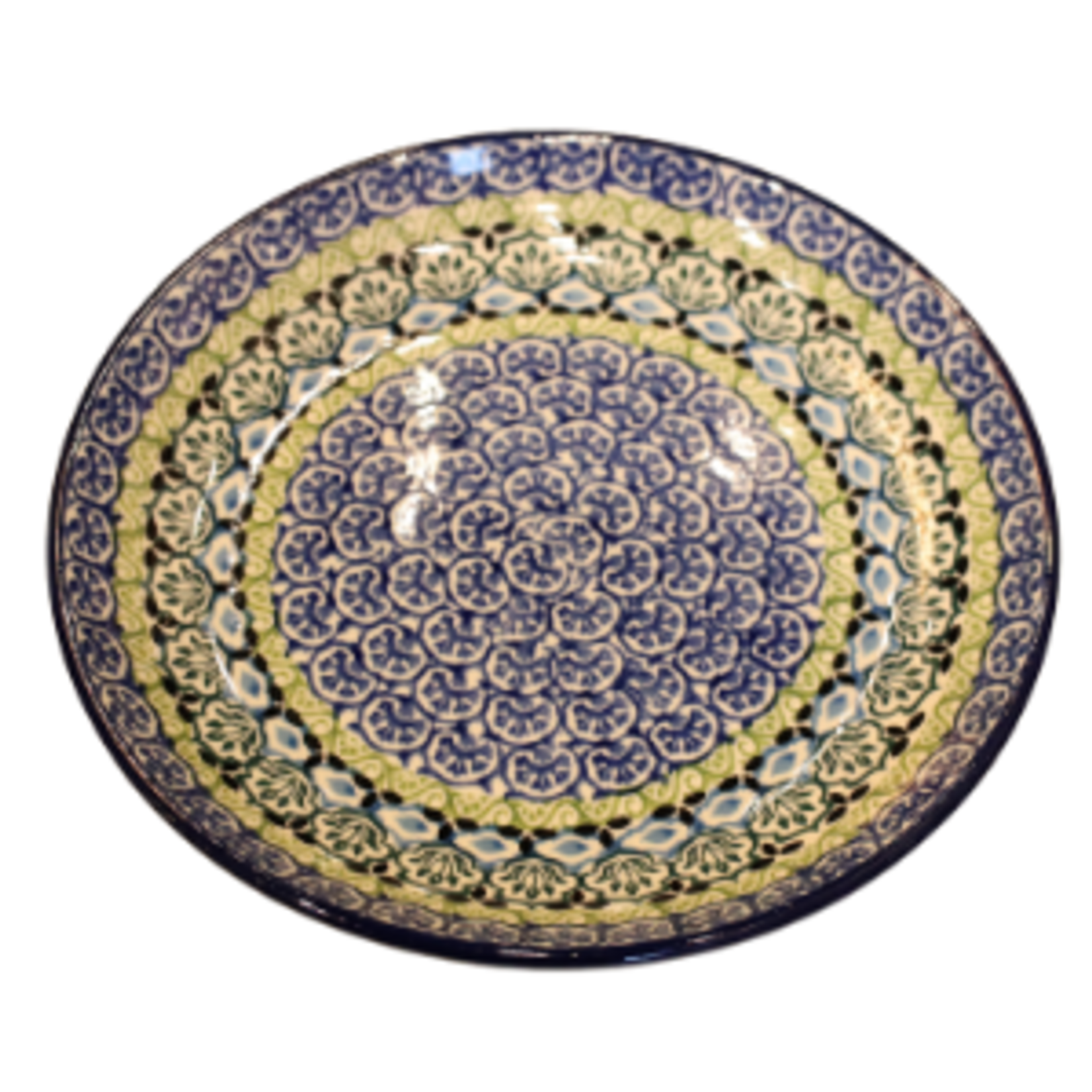 Polish Pottery Dessert Plate, Blue/Yellow | Polish Pottery