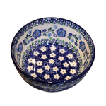 Polish Pottery Dessert Bowl, White Flowers | Polish Pottery