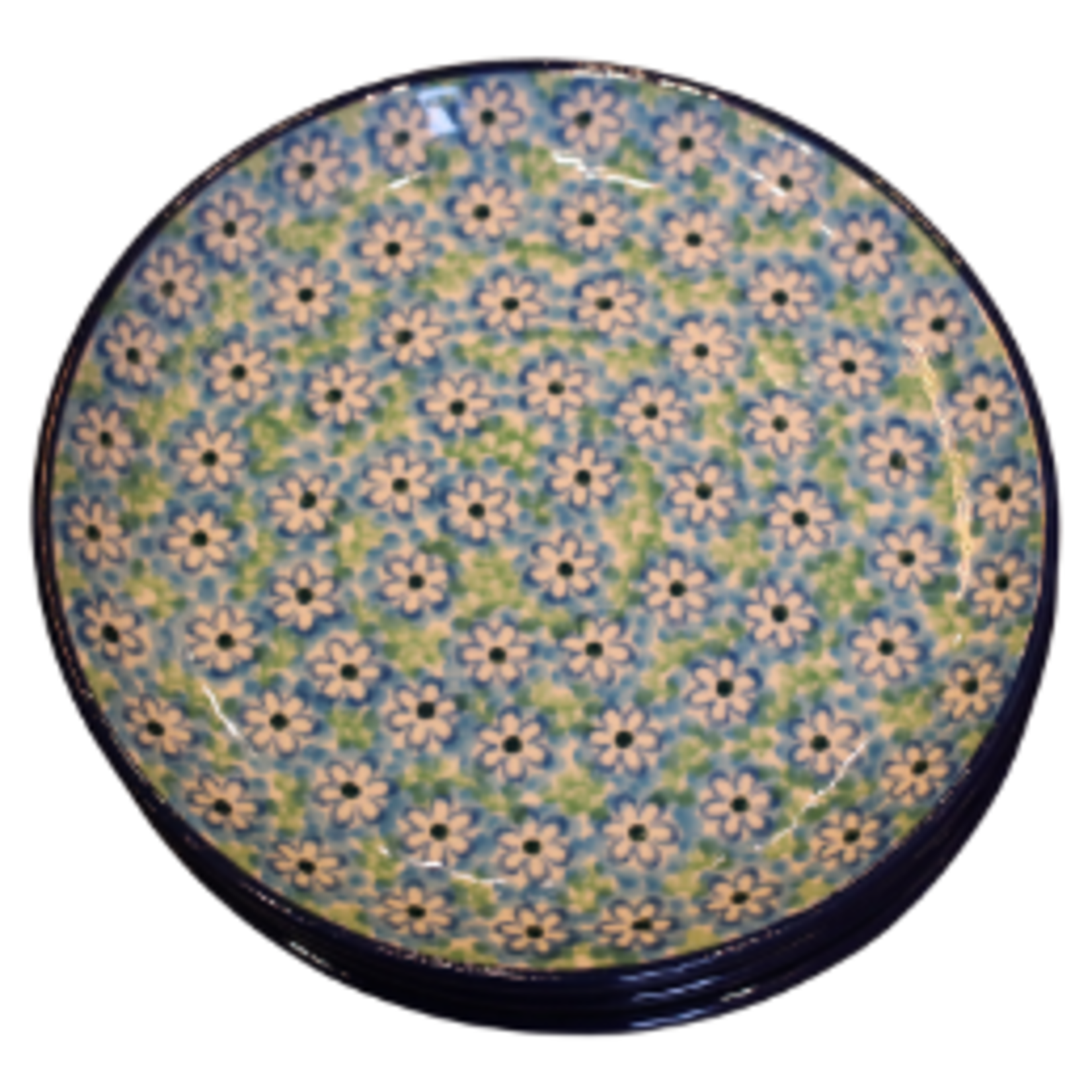 Polish Pottery Appetizer / Toast Plate 6", White Flowers | Polish Pottery