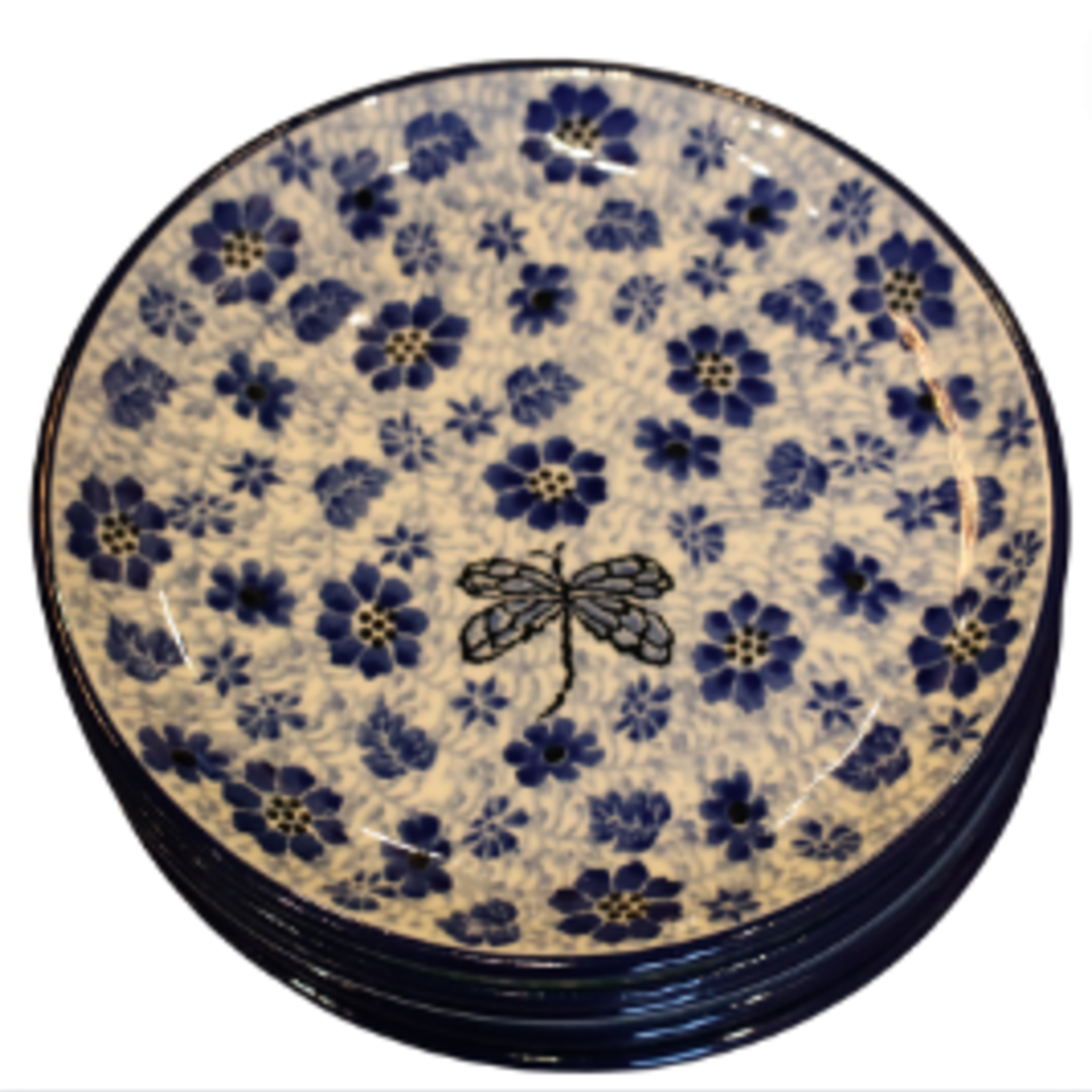 Polish Pottery Appetizer / Toast Plate 6", Dragonfly | Polish Pottery