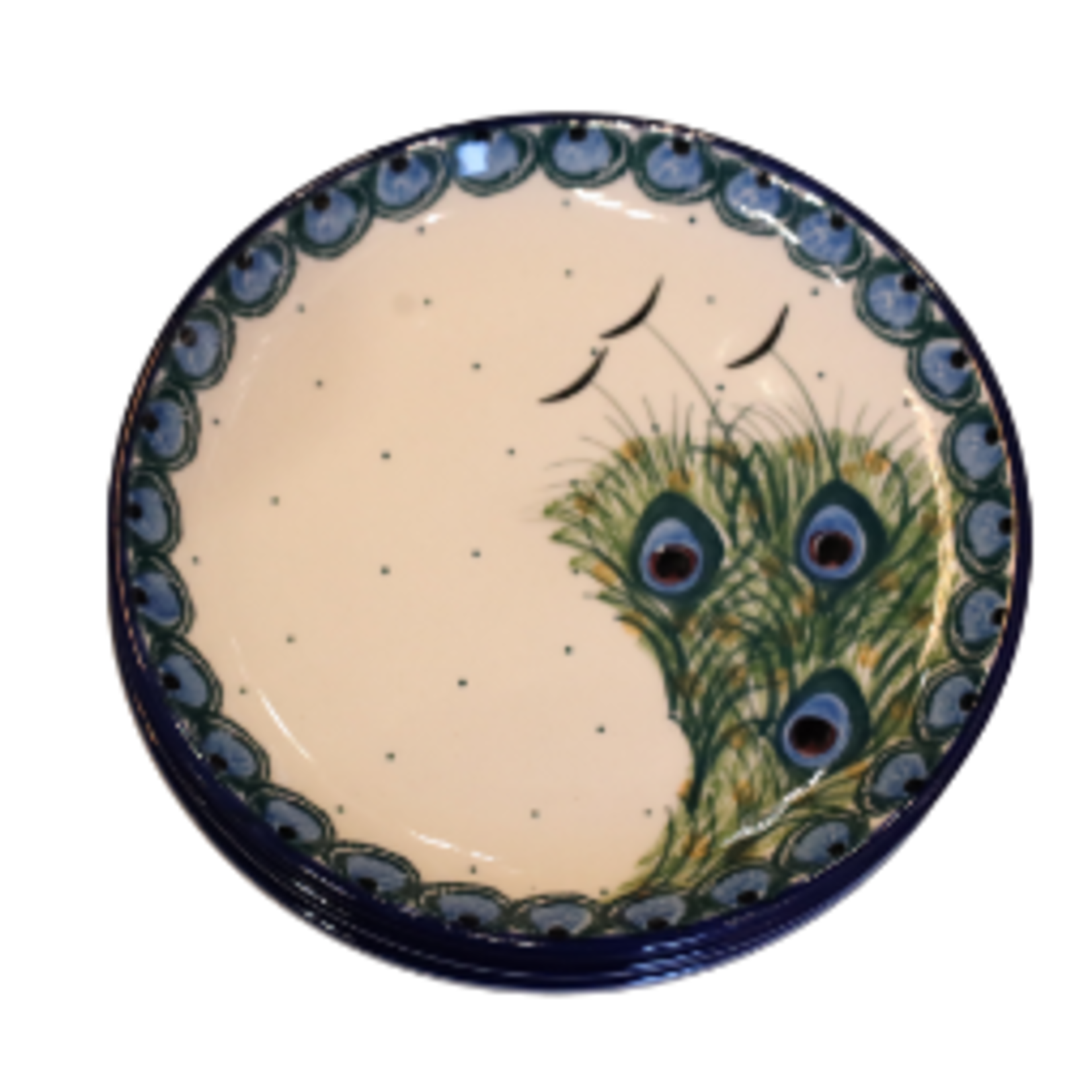 Polish Pottery Appetizer / Toast Plate 6", Peacock | Polish Pottery