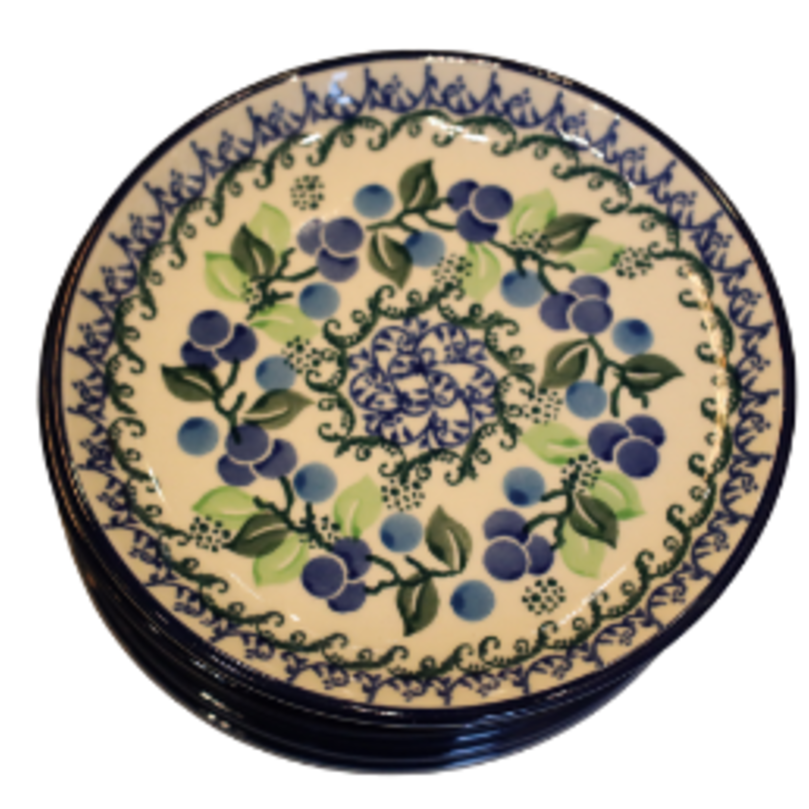 Polish Pottery Appetizer / Toast Plate 6", Blueberries | Polish Pottery