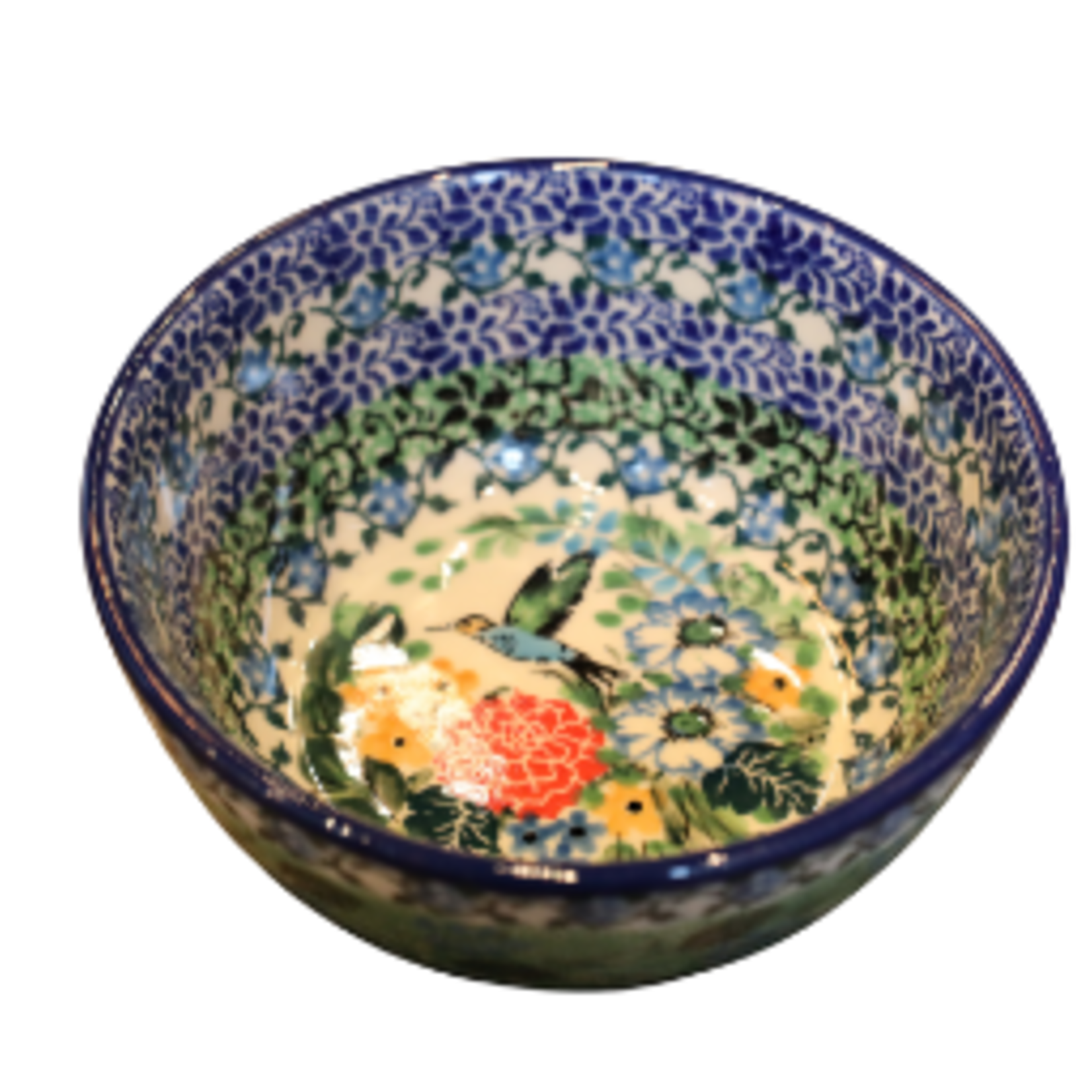 Polish Pottery Dessert Bowl - UNIKAT, Humming Bird | Polish Pottery