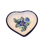 European Design Imports Inc. Polish Pottery Small Heart Dish 3", Blue Flower