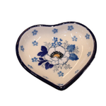 Polish Pottery Small Heart Dish 3", White Flower | Polish Pottery