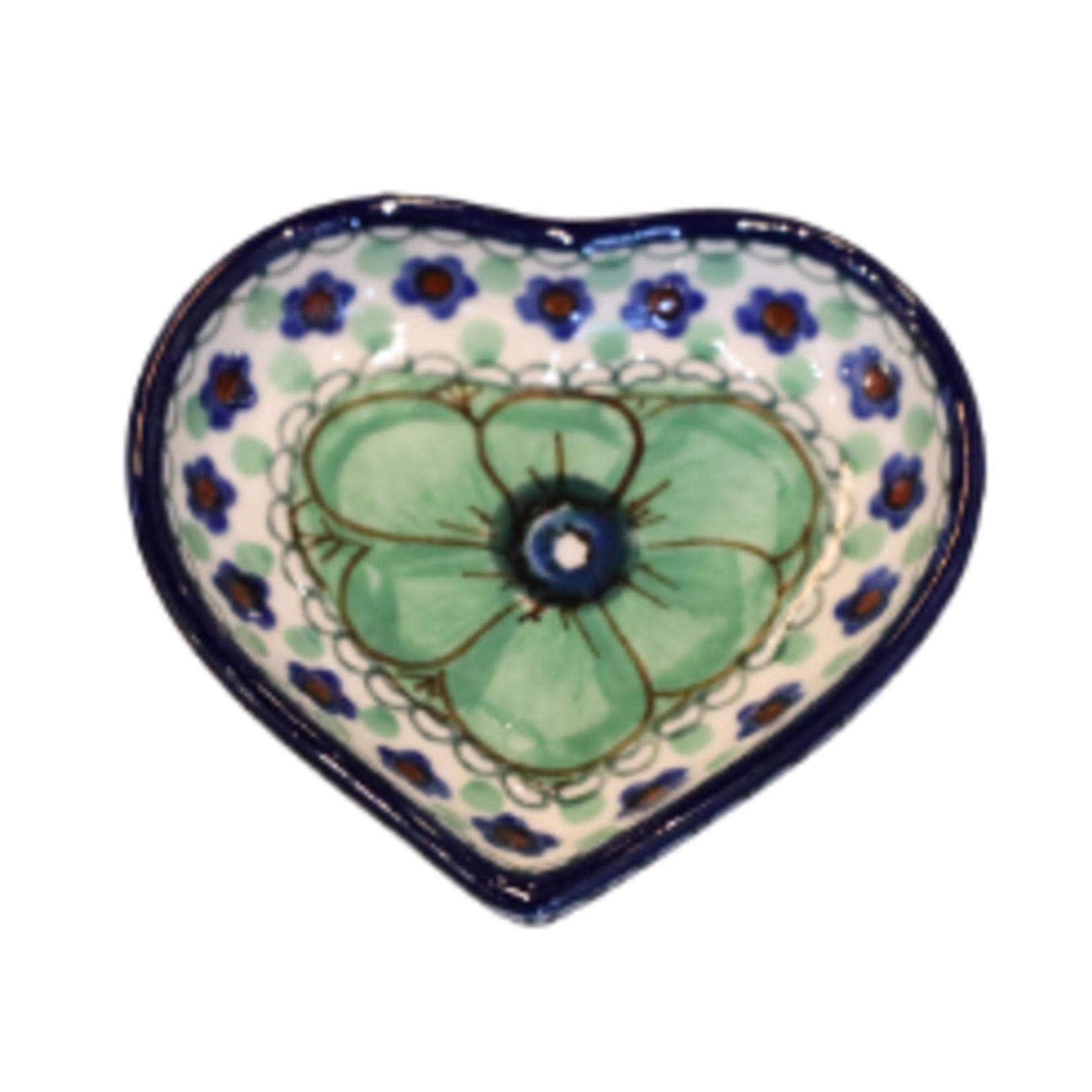 Polish Pottery Small Heart Dish 3" UNIKAT, Frog Domain | Polish Pottery