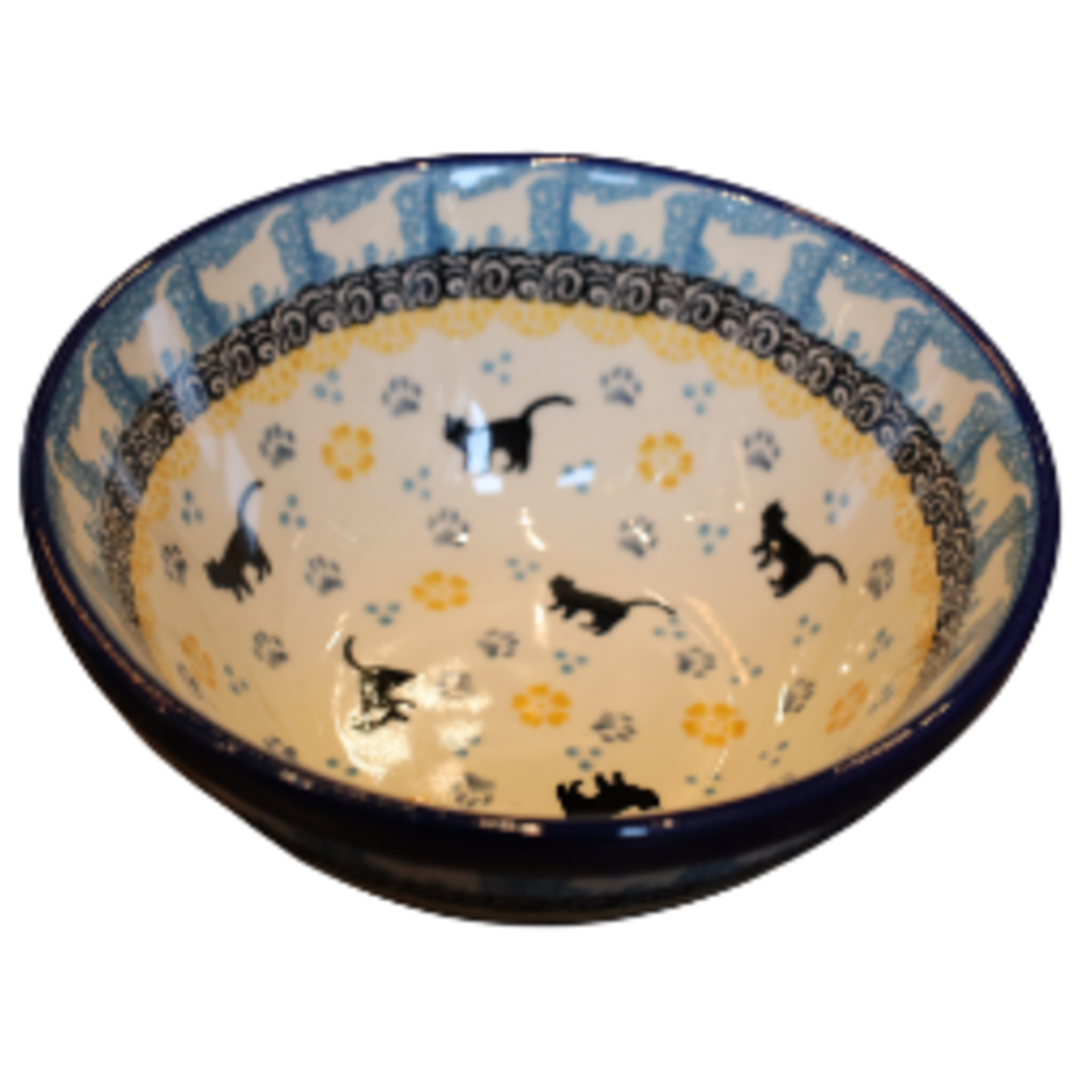 Polish Pottery Cereal Bowl, 14oz, Cat | Polish Pottery