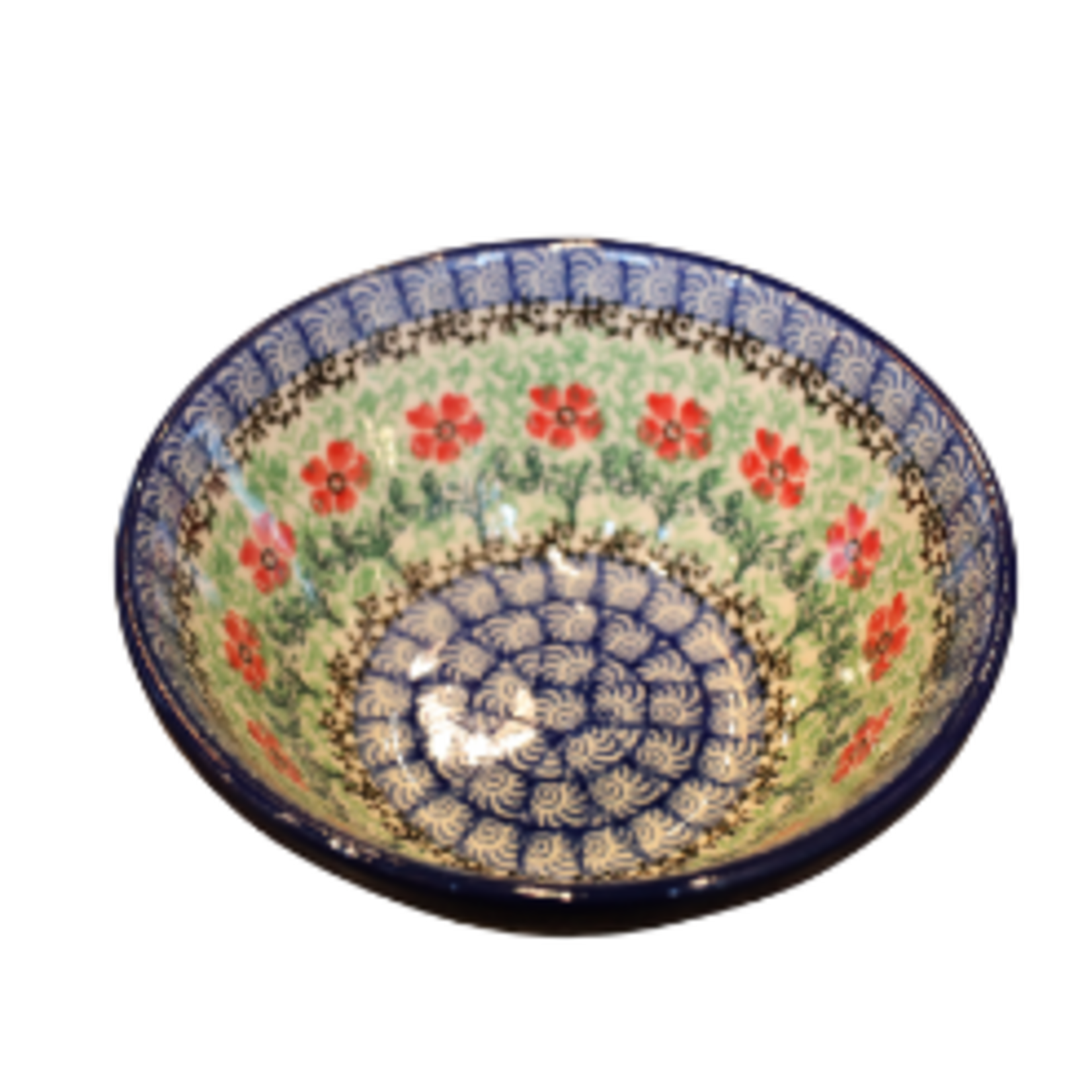 Polish Pottery Cereal Bowl, 14oz, Red Flower | Polish Pottery