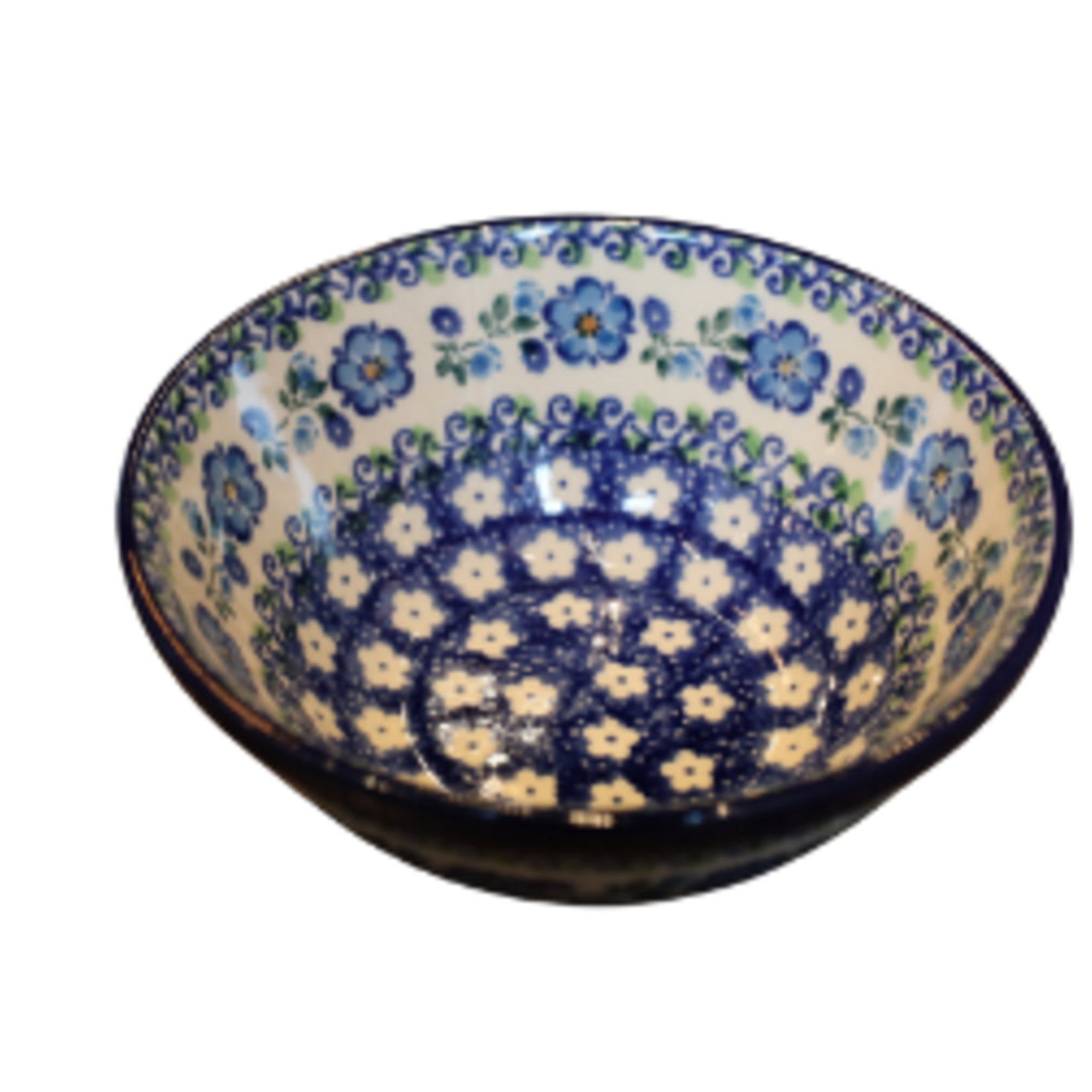 Polish Pottery Cereal Bowl, 14oz, White Flowers | Polish Pottery