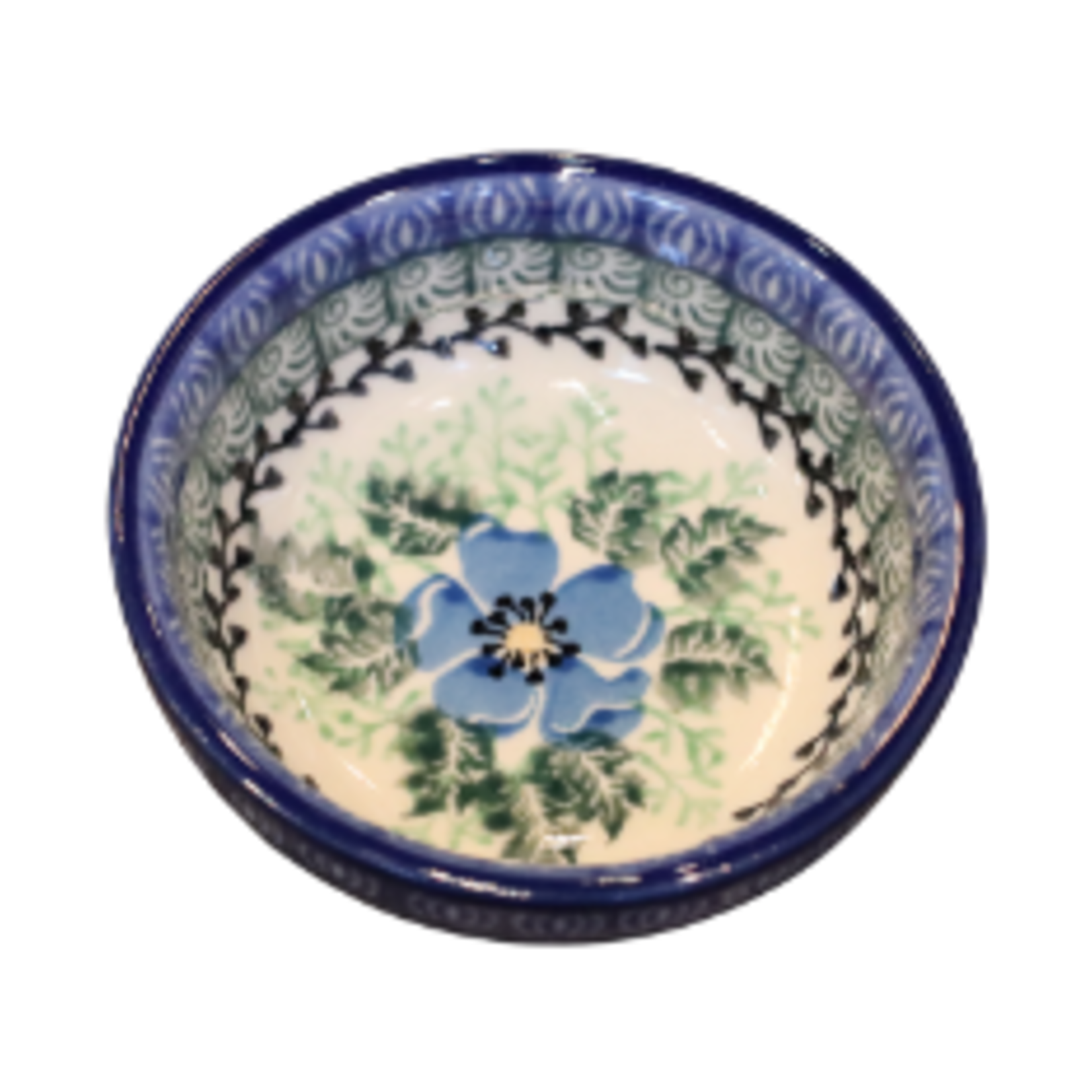 Polish Pottery Bowl 3.5", Blue Flower | Polish Pottery