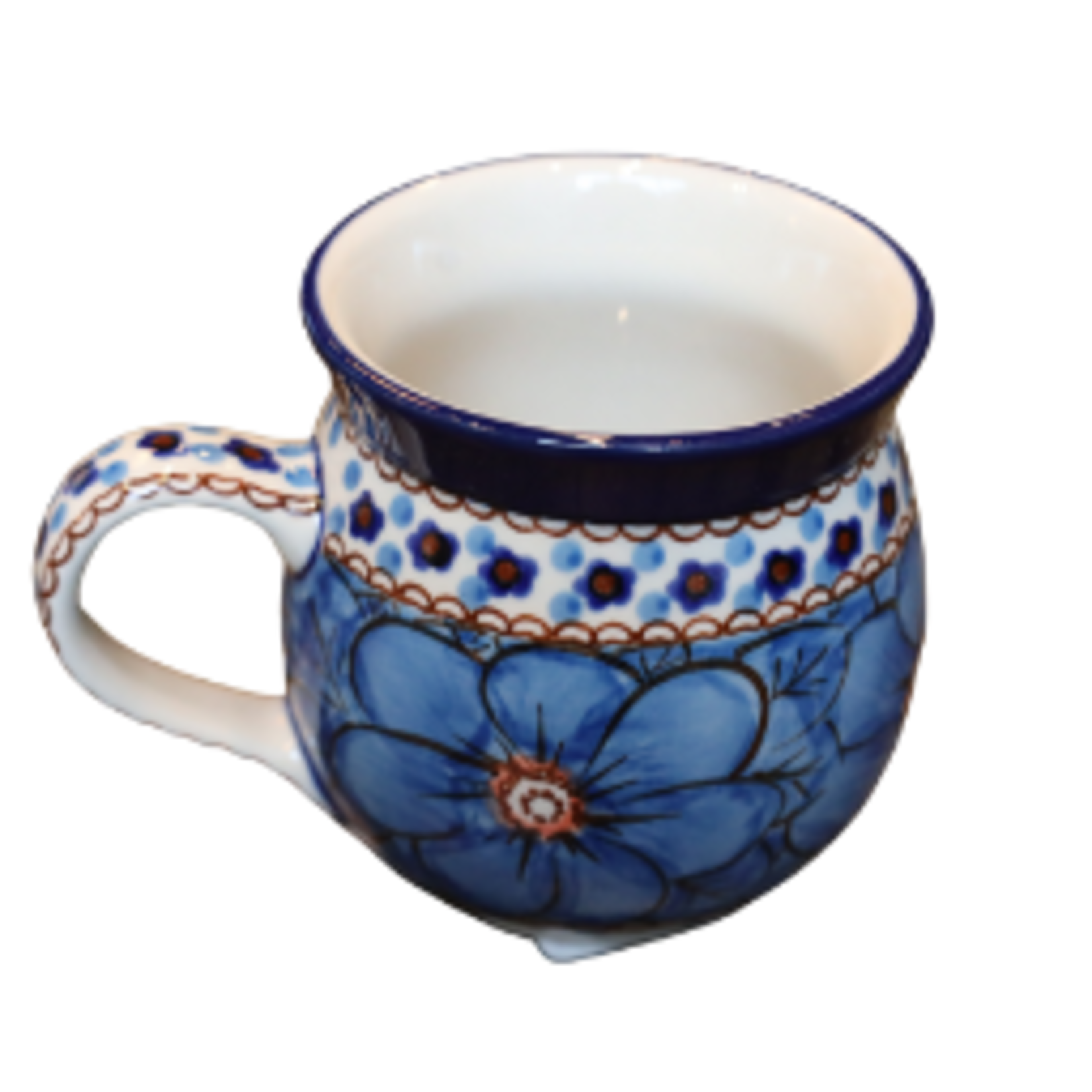 Polish Pottery Bubble Mug 12 oz UNIKAT, Big Blues | Polish Pottery