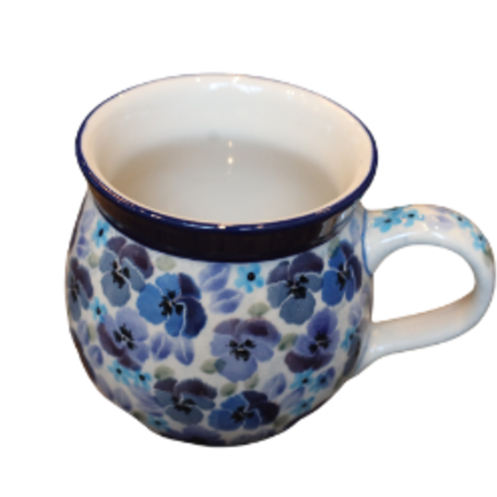 Polish Pottery Bubble Mug 12 oz UNIKAT, Blue Garden | Polish Pottery