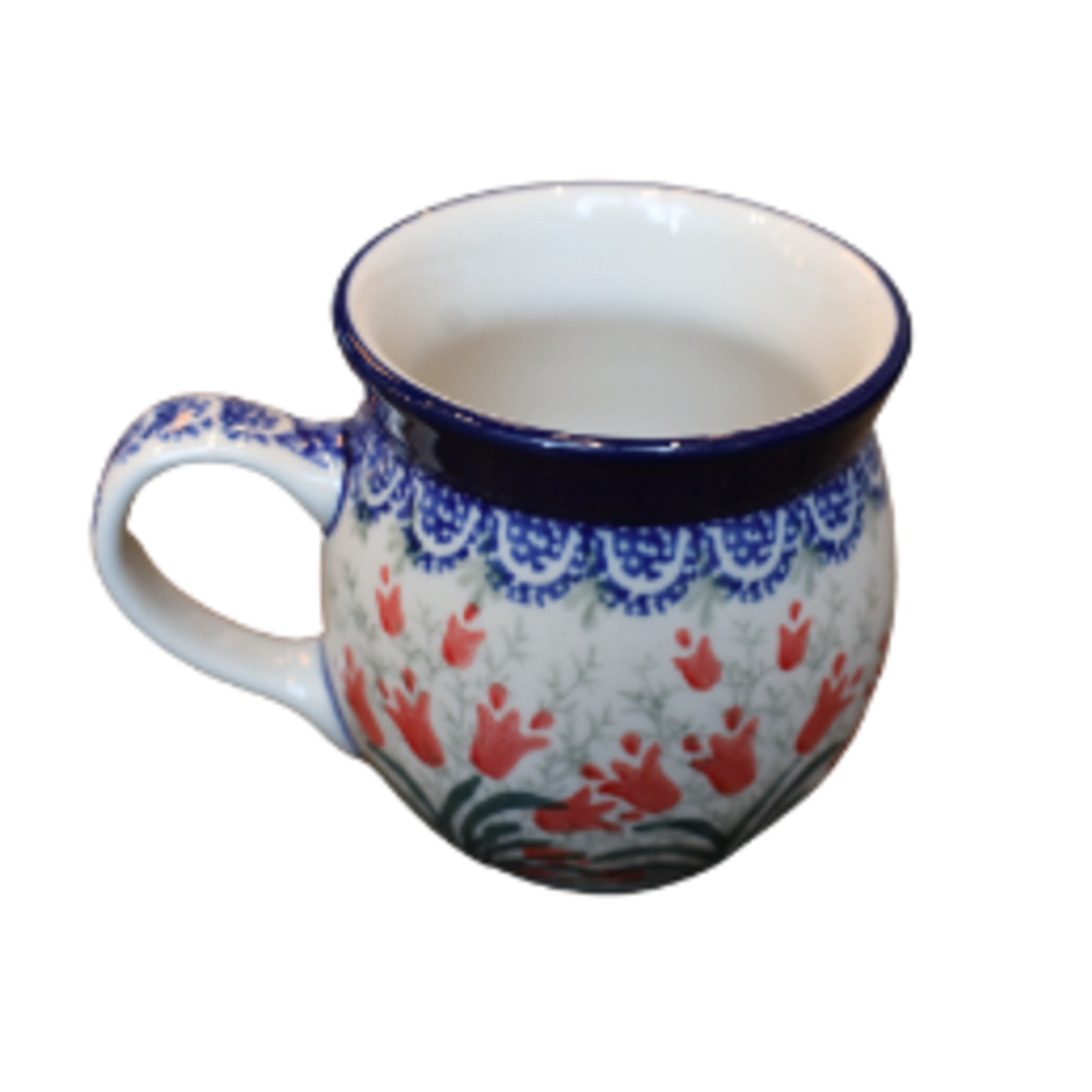 Polish Pottery Bubble Mug 7 oz, Red Tulip | Polish Pottery