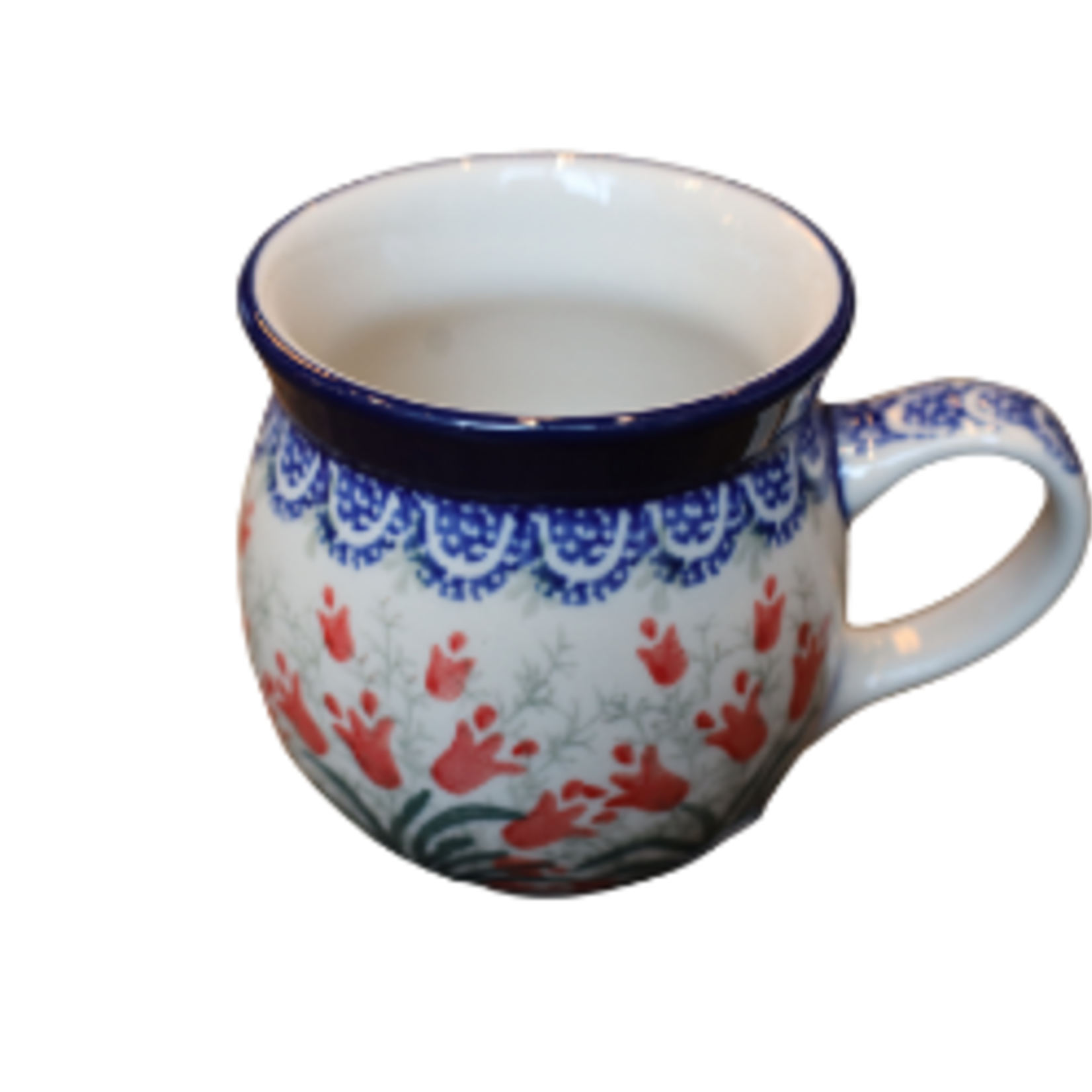 Polish Pottery Bubble Mug 7 oz, Red Tulip | Polish Pottery