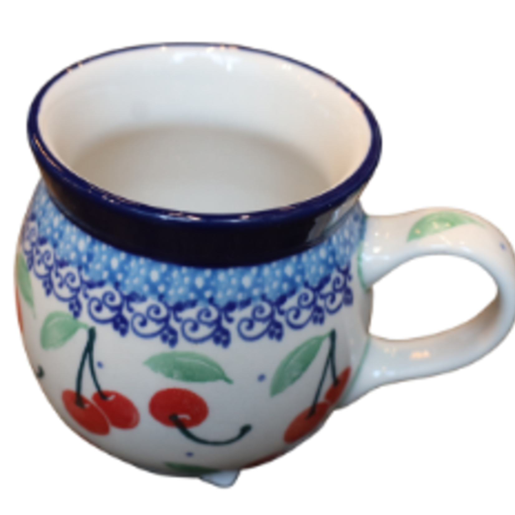 Polish Pottery Bubble Mug 7 oz, Cherries | Polish Pottery