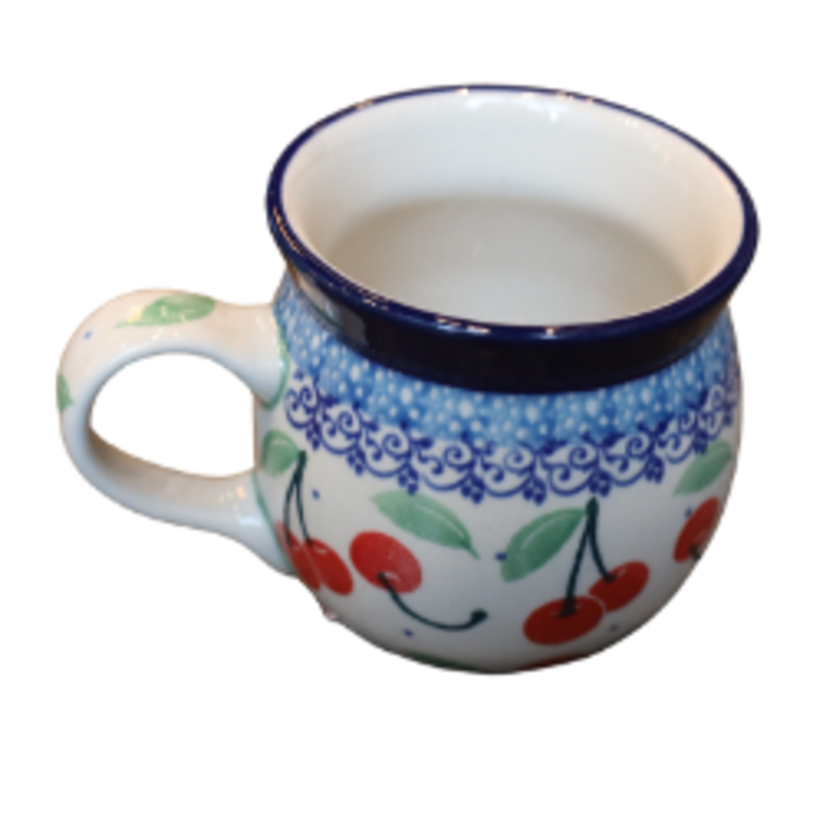 Polish Pottery Bubble Mug 7 oz, Cherries | Polish Pottery