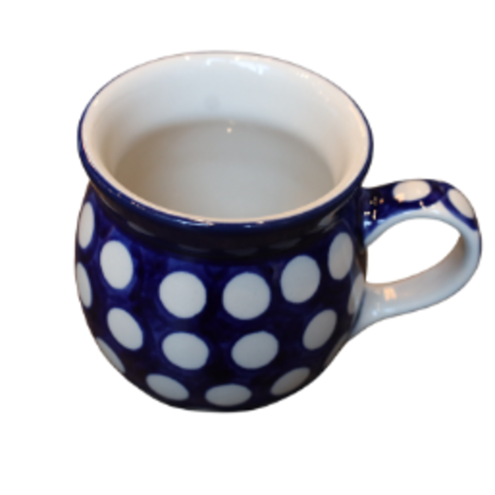 Polish Pottery Bubble Mug 7 oz, White Dots | Polish Pottery
