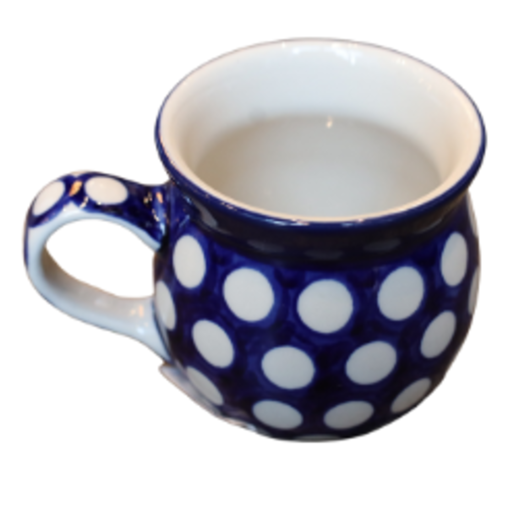 Polish Pottery Bubble Mug 7 oz, White Dots | Polish Pottery