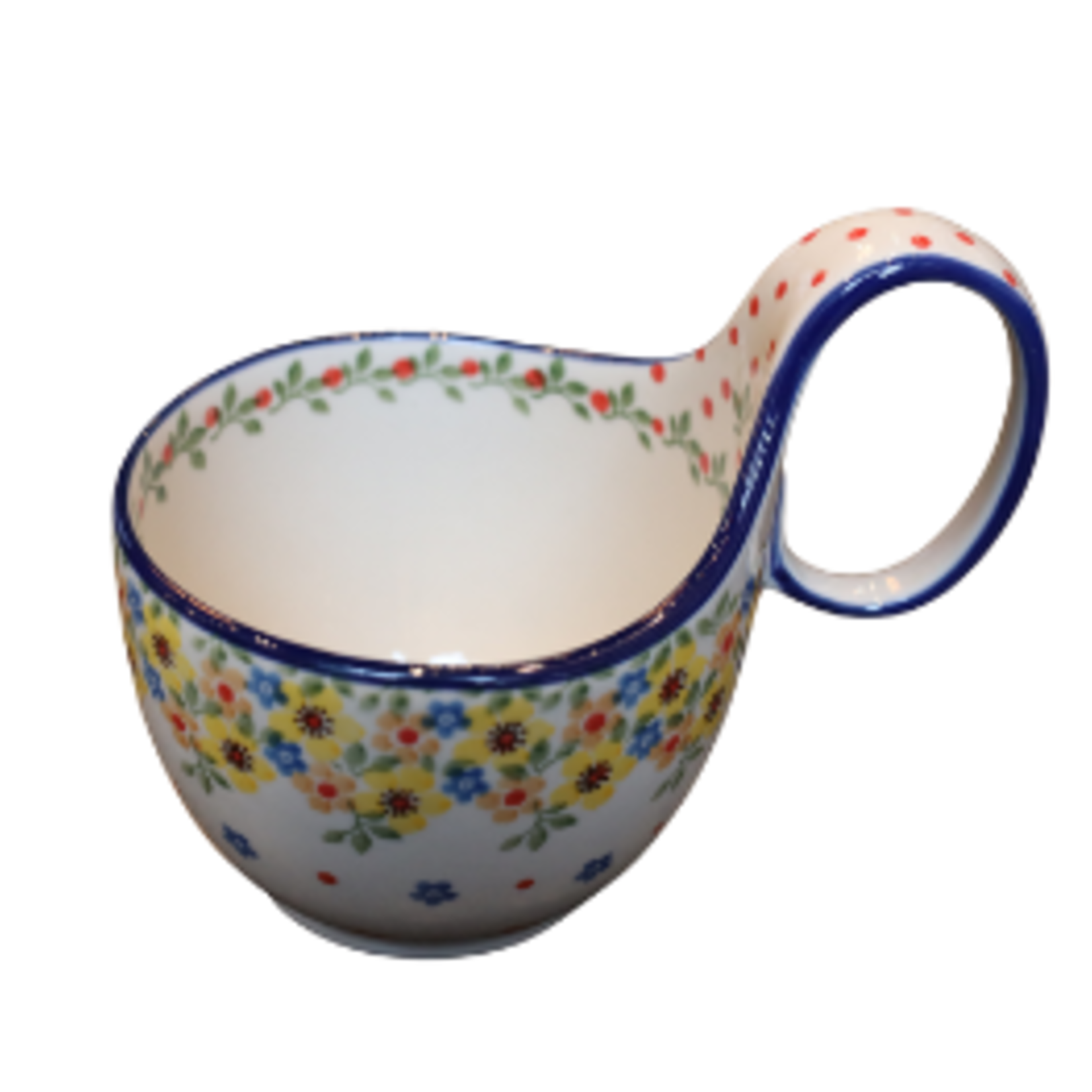 Polish Pottery Polish Soup Mug 12oz, Yellow Flowers | Polish Pottery