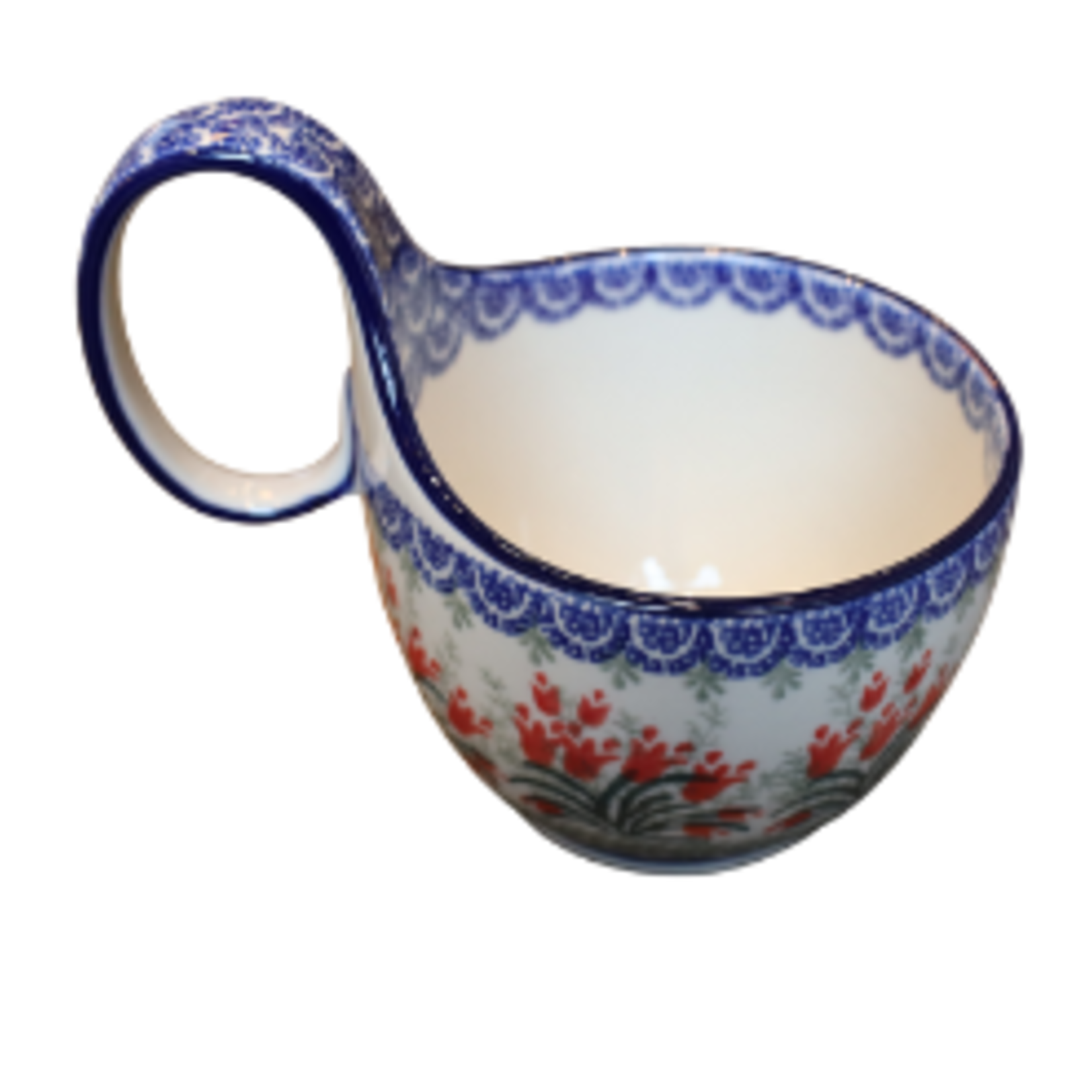 Polish Pottery Polish Soup Mug 12oz, Red Tulips | Polish Pottery