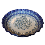 Polish Pottery Fluted Pie Dish, Blue Bird | Polish Pottery