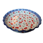 Polish Pottery Fluted Pie Dish, Cherries | Polish Pottery